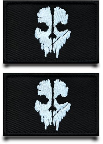 2 Stück Kompatibel mit Call of Duty Der Schädel Flagge Patch Abnehmbare Aufnäher mit Stickerei Taktisch Militär Patch Applikation für Kleidung Nylon Rucksäcke Jacke Jeans Taschen Weste Hundegeschirr