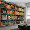 Wandtapete Retro-Stil Bücherregal Klebeband Fototapete, Bunt Vliestapete Bild Wand Dekoration, 500 x 280 cm (B x H) Tapete Panorama Poster Für Mädchen, Jungs Schlafzimmer Wohnzimmer