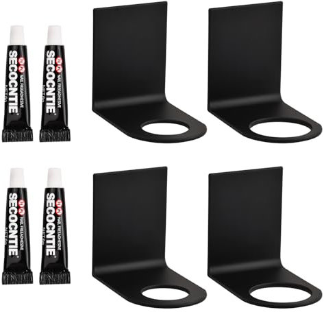 Distributeur de Savon Mural pour Douche, 4 Pièces Inoxydable Porte Savon Liquide Mural, Noir Bouteille Mural Auto-Adhésif Porte pour Cuisine, Salle de Bain