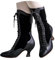 Stivaletti da donna vintage vittoriani con lacci, tacco a metà polpaccio, gotici, tacco grosso, colore a blocchi di colore, stivali per costume da strega, scarpe per feste in costume, Nero , 39 EU