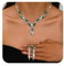 Schmucksets für Damen Strass Kristall Kette Lange Quasten Ohrringe Set Brautschmuck Set mit Halskette und Ohrringe für Hochzeit Party (Grün)