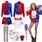 Yuragim Quinn Kostüm Damen Karneval Cosplay Kostüme Kit mit Baseballschläger Handschuhe Jacke T-Shirt Shorts Netzstrümpfe Temporäre Tattoos, Suicide Mädchen Bösewicht Outfits für Faschings Erwachsene