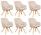 MR. DEKO® Diningsessel Matera Beige Drehbar 6er-Set | HxBxT: 84x59x61 cm | Esszimmerstühle mit Holzbeinen | Polsterstuhl mit Armlehnen | Küchenstuhl, Polsterstuhl, Drehstuhl für Wohnzimmer Esszimmer
