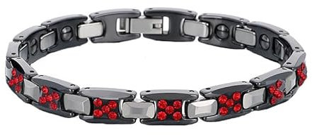 Ouruiba 20 cm Wolfram-Armband, magnetisch, Strass, Häma, Intarsien, Magnet, Edelstahl, Handkette, Schmuck, Paare, Herren, Damen, Edelstahl Wolfram Edelstahl