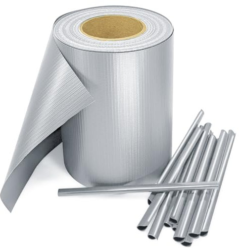 Stel4Style PVC Sichtschutz Streifen Privatsphäre Doppelstabmatten Zaun Folie inkl. 30 Befestigungsclips, Farbe:Hellgrau, Länge:35m