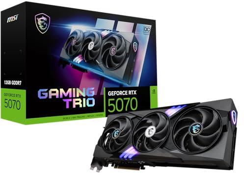 MSI RTX 5070 12G Gaming Trio OC Carte graphique (12 Go GDDR7, 192 bits, performances extrêmes : 2625 MHz, DisplayPort x3 2.1a, HDMI 2.1b, architecture NVIDIA Blackwell)