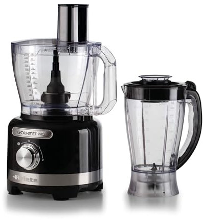 Ariete 1782 Gourmet Pro Moderna - Robot de cocina (3 L, batidora de 2 L, 2 velocidades + pulso, juego de cuchillos, disco de acero inoxidable, accesorios para exprimidor), color negro