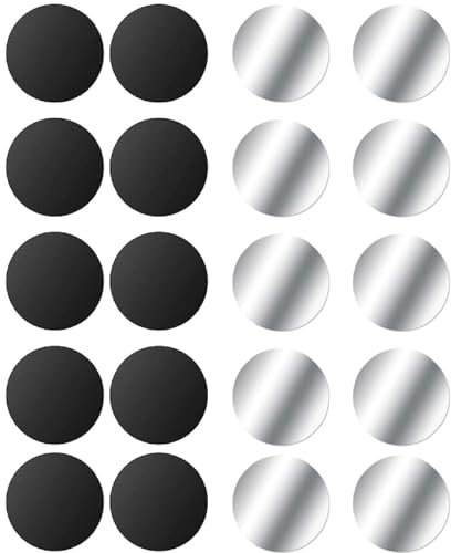 Czkonore Metallplatte Handy 20 Stück, Metallplättchen für Handyhalterung Auto, Metall Platte Selbstklebende Mit Starkem Kleber für Kfz Zubehör Handy, Schwarz + Silber