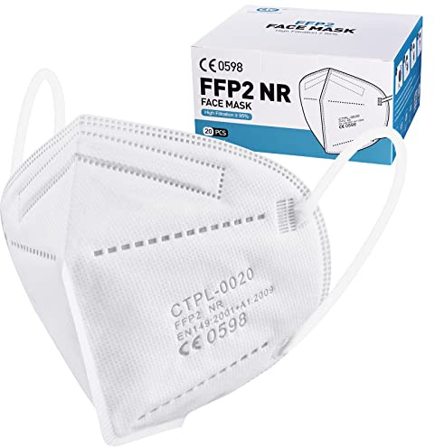 Nufasion 20pack FFP2 Face Mask UK Certified KN95 Dust Masks Filtration Rate ≥95% 5-Layer Protective FFP2 Masks Individually Packaged High Filter Respirator Mask For Daily Prevention And Protection