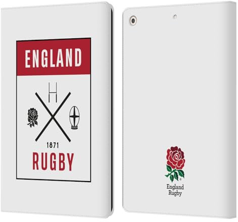 Head Case Designs sous Licence Officielle England Rugby Union Icônes Rose Rouge Étui Portefeuille en Cuir Compatible avec Apple iPad 10.2 2019/2020/2021