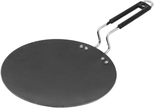 Iron Tawa 10 Inch – Traditional Loha Chapati, Roti & Dosa Pan – Heavy Duty Flat Griddle 1.4kg – Durable Black Finish