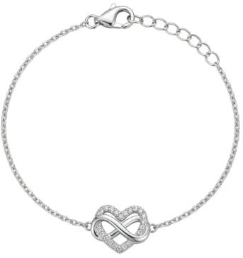 Suzan Gold Armband 925 Sterling Silber Unendlichkeit Herz vergoldet Damen Zirkonia Infinity Armband filigran verstellbar Geschenk Frauen