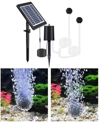 Risveglio Pompa solare per ossigeno, 6 V, 3 W, per laghetti da giardino, 3 marce, max 72 ore di funzionamento, aeratore wireless con pietre d'aria, acquari