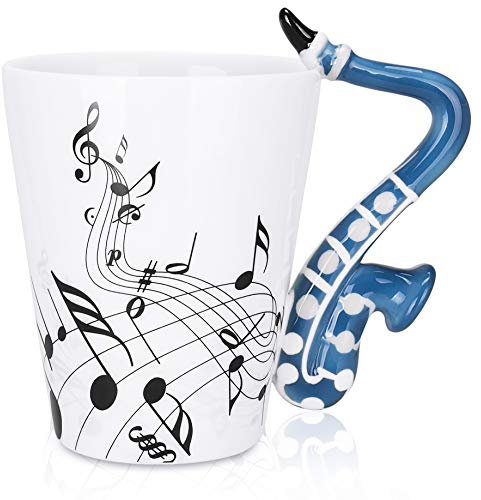 LanHong Keramiktasse mit Saxophon-Motiv, 383 ml