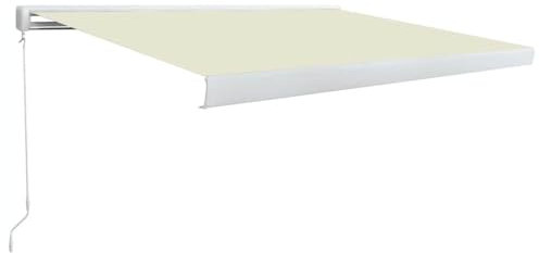 vidaXL Kassettenmarkise Manuell Gelenkarmmarkise Markise Vollkassettenmarkise Sonnenschutz Garten Terrasse Balkon 300x250cm Creme Alu