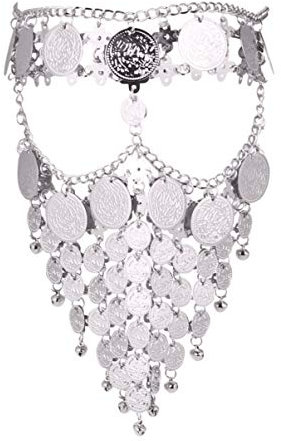 FRCOLOR Bauchtanz Gesichtsschleier Kostüme Cosplay Party Münze Schleier Maskerade Maske für Frauen Halloween Geburtstag Hochzeit Abschlussball Maskerade Party Dekoration Ornament Silber