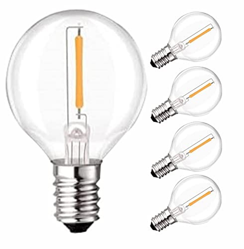 Yohencin Lampadine a LED G40, base E12, 3 V a bassa tensione, confezione da 4 pezzi, bianco caldo (2700 K), vetro trasparente, impermeabili, luci solari