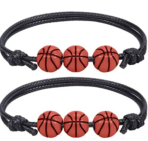 Fopytu 2 Stück Fußball-Armbänder, verstellbares Fußball-Charm-Armband, Fußballschnur, geflochtenes Armband für Frauen, Männer, Fußball