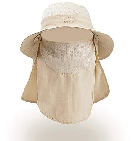 INSISMY Angelhut mit UV-Sonnenschutz, Breiter Krempe Faltbarer Outdoor Safari Gartenarbeit Hut mit Abnehmbarer Nackenschutz für Herren und Damen