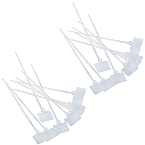 Bakemoro 100 Stück Nylon-Kabelbinder-Etiketten, selbstsichernd, Netzwerkreißverschluss, Ring-Linienetikett
