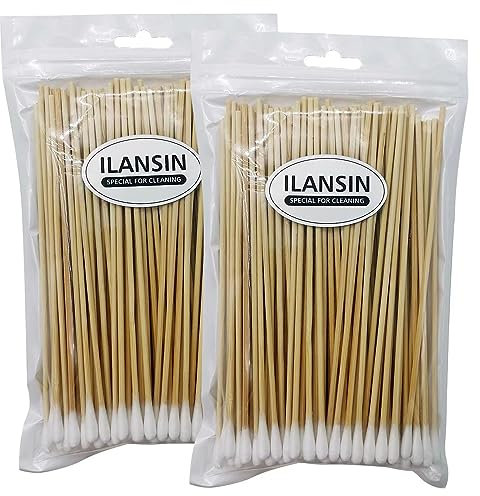 ILANSIN 6 Long Cotton Swabs 200 Count - Extra Long Cotton Buds, Cotton Swabs - Cotton Swabs for Makeup Ears Pets Care Gun Cleaning - Biodegradable Swabsticks