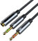 MMOBIEL Adaptador Divisor de Auriculares - 3.5mm Mic Audio Y Splitter para Ordenador - 1 Hembra a 2 Machos (Estéreo y Micrófono) - Divisor de Audio y Micrófono para Auriculares a PC, Portátil - 30cm