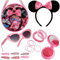 Disney Stitch Handtasche Mädchen Set Kleine Tasche Kinder Sonnenbrille UV400 Haargummis Haarspangen Haarschmuck Geschenke Mädchen (Rosa Minnie Mouse)