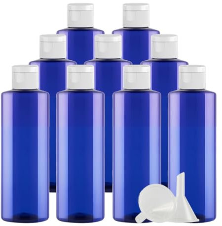 PQPAUTY 24 pièces 200ml Bleu Vide Plastique Bouteille avec Blanc Bouchon à Bascule de Lotion pour lotions crèmes gels shampooing