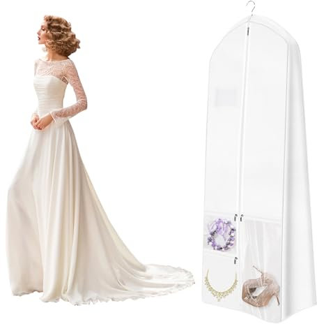 Brautkleidhülle Kleidersack,Kleidersack Lang 180cm,Atmungsaktiver lange Kleiderhüllen,Faltbare Hochzeitskleid Kleidersäcke mit Reißverschluss, Garment Bag für Brautkleider Abendkleider Lange Mäntel
