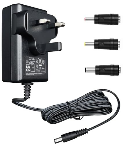 ANLINK 12V 1.5A/1500mA Power Supply Adapter, AC 100-240V 50/60Hz to DC 12V 1.5A Wall Plug, Center Positive, 1.8M 20AWG Long Cable for Stable and Flexible Use, 3 Tips Included, UKCA Certification