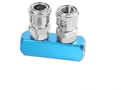 1 répartiteur de compresseur d'air en aluminium, 2 voies droites à connexion rapide, raccord de collecteur d'air