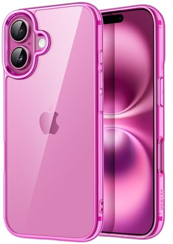 JETech Case for iPhone 16 Plus 6.7-Inch, Non-Yellowing Shockproof Phone Bumper Cover, Anti-Scratch Clear Back (Pink)