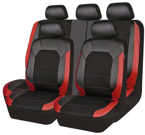 Auto Sitzbezüge Sitzschoner für Renault Captur II 2013-2024, Leder Vorne Hinten Schonbezüge Verschleißfest Wasserdicht Bequem Innenraum Zubehör,C/Red