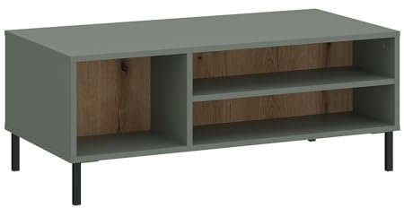 Lomadox Wohnzimmer Tisch Couchtisch Beistelltisch in grau-grün mit Eiche