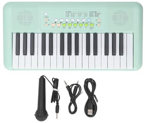 Portable Electric Keyboard, 44 X 22 X 6 Cm 32 Key Electric Keyboard Handheld Piano Keyboard for Beginners (Avocado Green)