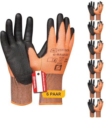 Gebol G-Base Cut Schnittschutzhandschuhe, 6 Paar, Gr. 9/L, schnittfest