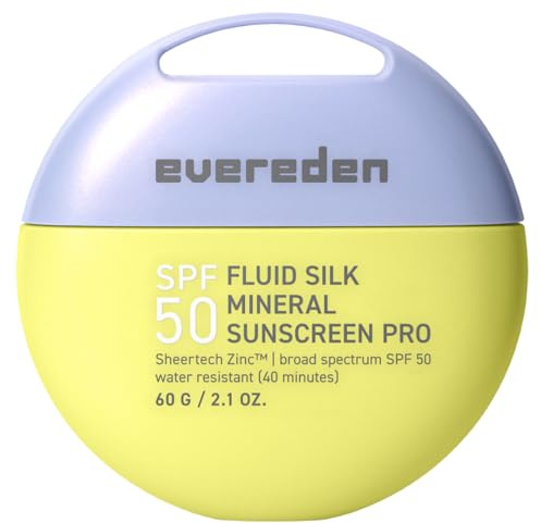 Evereden SPF50 Fluid Silk Mineral Kids Sunscreen: Clean Cooling Non-Nano UVA, UVB, & IR Protection for Sensitive Skin - Sheer, Lightweight, & Waterproof for Up to 40 Mins - Beach Day Toddler Sunscreen