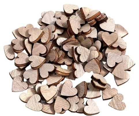 100pcs Wooden Heart Confetti 12mm, Natural Wood Table Scatter Decorations for Wedding, Crafting & DIY Projects