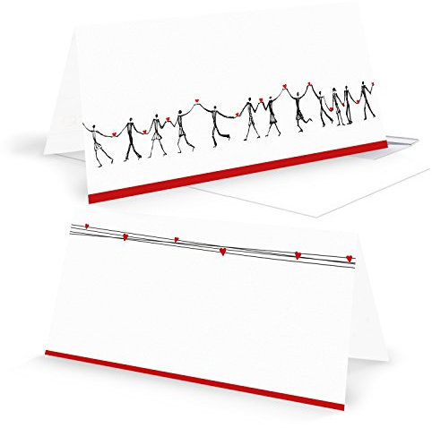Logbuch-Verlag 10 Grußkarten Einladungen Fest Geburtstag Hochzeit Party Karten Team Firma DIN lang weiß schwarz rot mit Kuvert