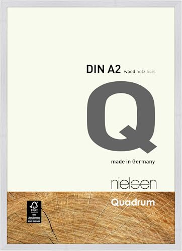nielsen Quadrum Wooden Picture Frame - White Veneer A2, 42x59.4cm - with Float Glass and Easy Push-Turn Clips - for Photos and Art