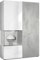 Vladon Vitrine Armoire Morena, Corps en Blanc Mat/Porte Droite et Insert en Aspect Béton Oxyde