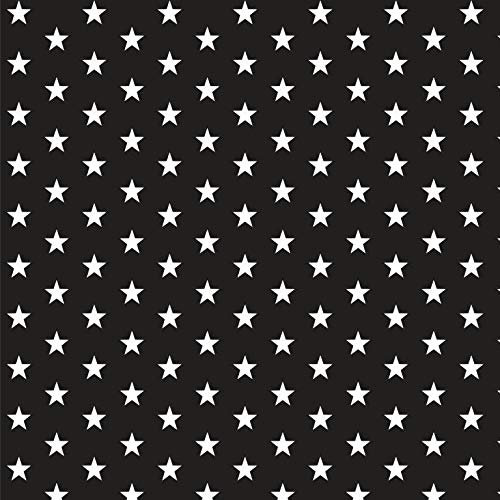 babrause® Baumwollstoff Sternchen Schwarz Webware Meterware Popeline OEKOTEX 150cm breit - Ab 0,5 Meter
