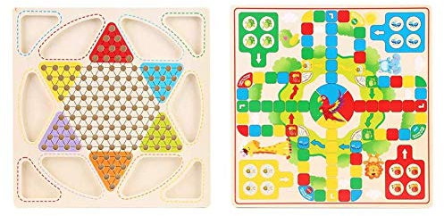 Hztyyier Jeu de Dames en Bois Dames Chinoises en Bois colorées Western Publishing Lisse Avion d'échecs Jeu de société Familial Puzzles, Jigsaw Puzzles, DIY Educational Toys