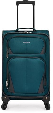 U.S. Traveler Aviron Bay Expandable Softside Luggage with Spinner Wheels, Teal, Carry-on 23-Inch