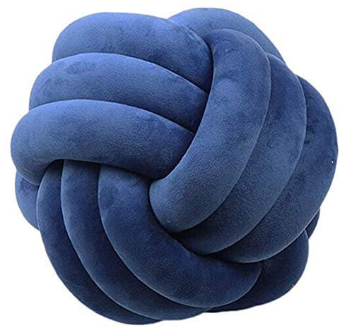 Nicole Knupfer Knot Kopfkissen Knotenkissen Plüsch Kissen Weiche Geknotetes Kissen Knoten Ball Kissen Dekor Bett Zimmer (Dunkelblau,35cm Durchmesser)