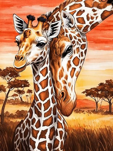 VAIIEYO DIY 5D Diamond Painting Giraffe, Diamant Painting Bilder Malerei Kits Tier, Malen Nach Zahlen Diamant Home Wand Decor Gemälde Kreuzstich Diamond Dekoration 30x40 cm