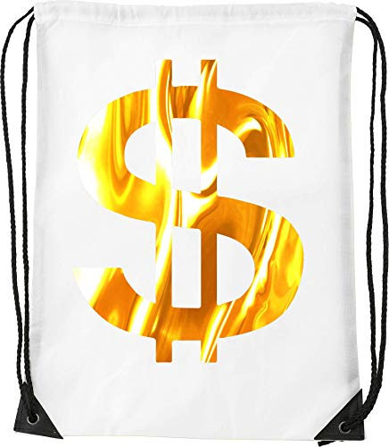 Liquid Gold Styled Dollar Currency Sign Kordelzug Sack Sack Wanderhalle