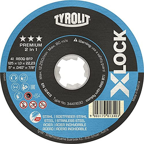 Tyrolit 34411628 Trennscheiben aus Edelstahl, 41 Form, 115 x 1,0 x 22,23 mm, Box mit 25 Stück