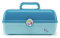 Caboodles On-The-Go Girl Make-up-Box aus Hartplastik, integrierter Spiegel, sicherer Verschluss für sicheres Reisen, geräumige Aufbewahrung für große Gegenstände, Türkis über Himmel, Für unterwegs