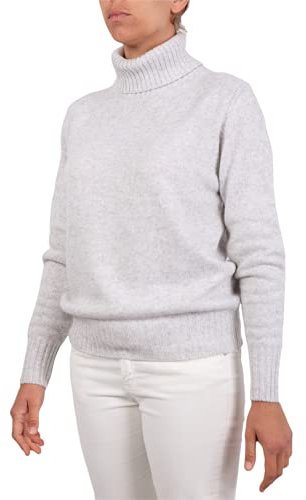 Marenza Maglia Collo Alto Donna Misto Cashmere Doppio Filo Made in Italy (M, Perla)